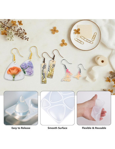 Kit de Moldes de Aretes de Resina Quuztao 54 Pcs Silicona