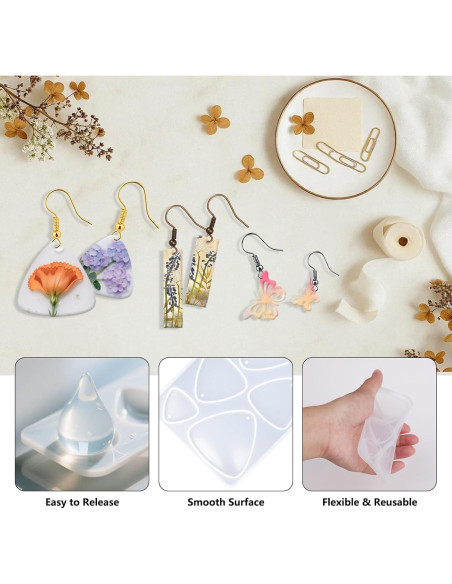 Kit de Moldes de Aretes de Resina Quuztao 54 Pcs Silicona