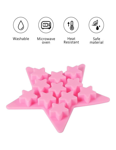 Molde de Hielo de Silicona Estrella 5 Puntas WenTigDY Rosa