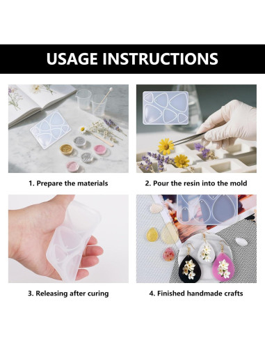 Kit de Moldes de Aretes de Resina Quuztao 54 Pcs Silicona