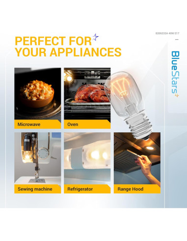 Bombilla de Luz para Microondas BlueStars 8206232A 40W E17 2 Unidades