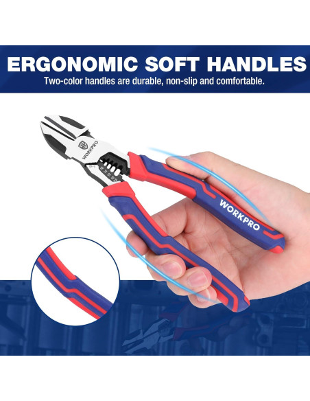 Alicates de Corte Diagonal WORKPRO 19 cm Multifuncionales
