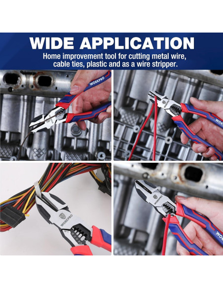 Alicates de Corte Diagonal WORKPRO 19 cm Multifuncionales