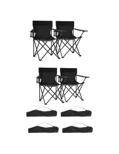 Paquete de 4 Sillas de Camping Plegables Canpsky Negras
