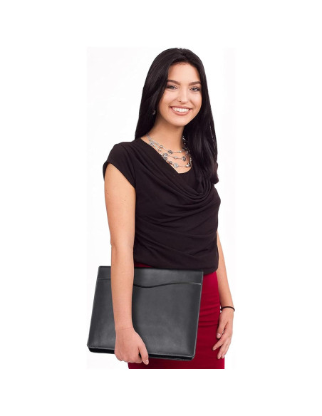 Carpeta de Cuero Sintético Genérico A4 Negra Organizador