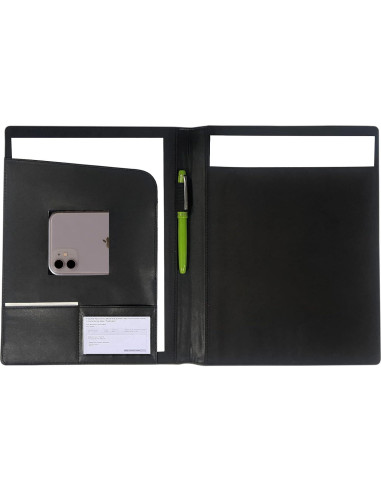 Carpeta de Cuero Sintético Genérico A4 Negra Organizador