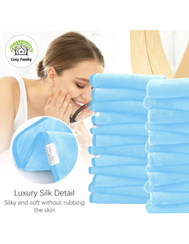 Juego de 24 Paños de Baño Cosy Family Aguamarina 30x30 cm