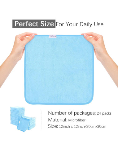 Juego de 24 Paños de Baño Cosy Family Aguamarina 30x30 cm