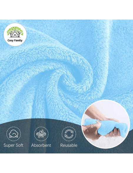 Juego de 24 Paños de Baño Cosy Family Aguamarina 30x30 cm