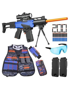 Rifle de francotirador automático Sanetan con chaleco táctico y 200 dardos