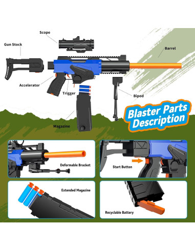 Rifle de francotirador automático Sanetan con chaleco táctico y 200 dardos