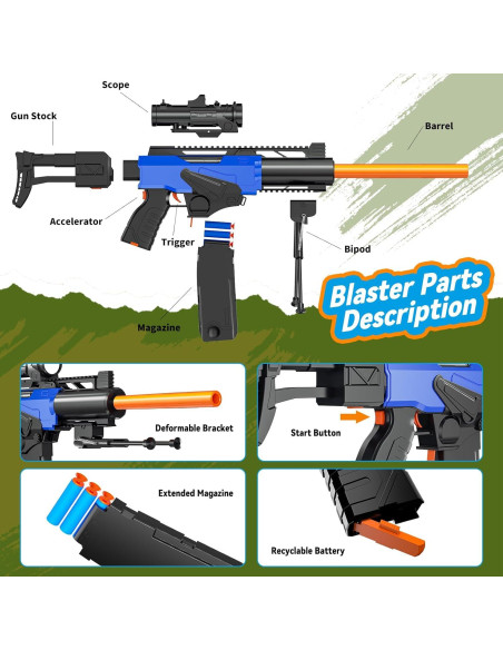Rifle de francotirador automático Sanetan con chaleco táctico y 200 dardos