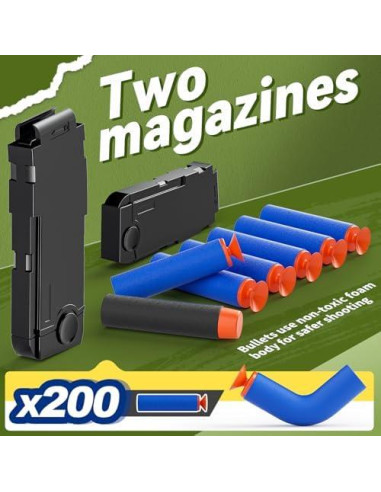 Rifle de francotirador automático Sanetan con chaleco táctico y 200 dardos