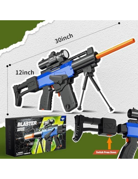 Rifle de francotirador automático Sanetan con chaleco táctico y 200 dardos