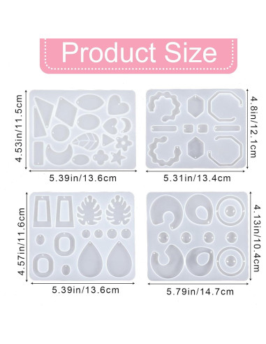 Conjunto de 4 Moldes de Silicona para Joyería SynHHergyx