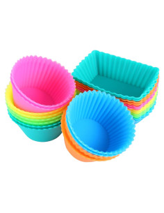IPOW 24 Tazas de Silicona Reutilizables para Hornear Cupcakes