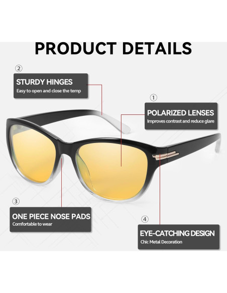 Gafas Anti-reflejo SIPHEW para Conducir de Noche Mujeres Amarillas