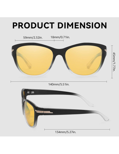 Gafas Anti-reflejo SIPHEW para Conducir de Noche Mujeres Amarillas