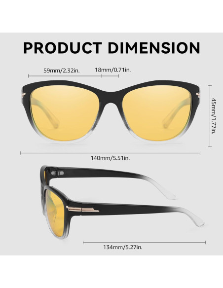 Gafas Anti-reflejo SIPHEW para Conducir de Noche Mujeres Amarillas