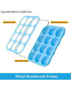 Molde de Silicona para Muffins Bangp 12 Tazas Antiadherente 2