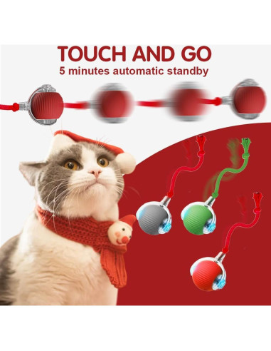 Bola de Juguete Interactiva para Gatos VLZLQ - Rojo, 6.99 cm