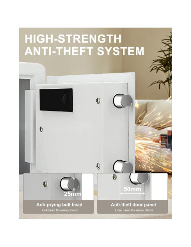 Caja Fuerte Pequeña TIGERKING 1.2 Pies Cúbicos Digital Blanca