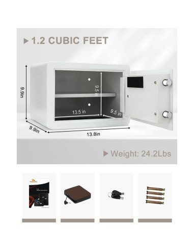 Caja Fuerte Pequeña TIGERKING 1.2 Pies Cúbicos Digital Blanca