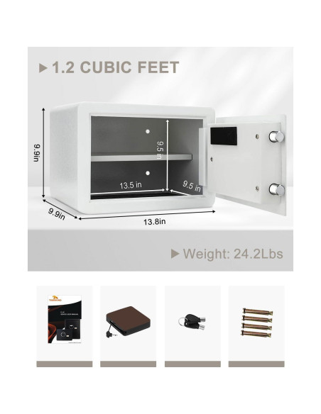 Caja Fuerte Pequeña TIGERKING 1.2 Pies Cúbicos Digital Blanca