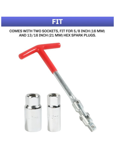 Llave de Bujía Universal bylikeho con Mango en T 16mm y 21mm