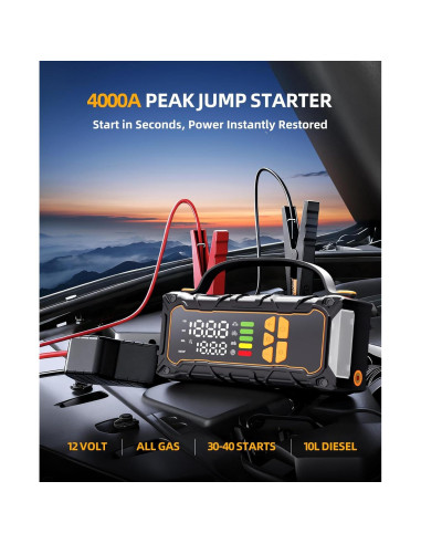 Arrancador de Batería Portátil Okrinec HY10 4000A con Compresor 160PSI