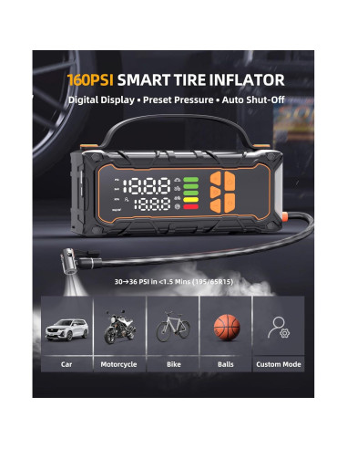 Arrancador de Batería Portátil Okrinec HY10 4000A con Compresor 160PSI