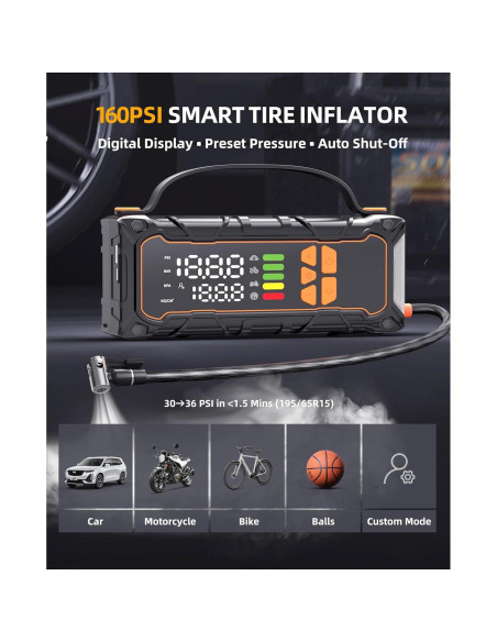 Arrancador de Batería Portátil Okrinec HY10 4000A con Compresor 160PSI