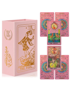 Cartas de Tarot Rosadas con Libro Guía - Rider Waite 78 Piezas