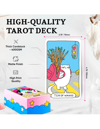 Cartas de Tarot de Gato Wyspell - Mazo de 78 cartas con guía