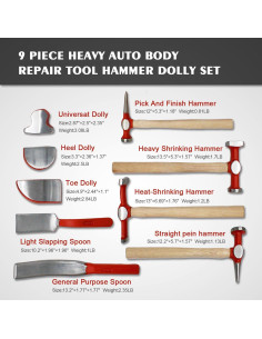 Juego de herramientas de carrocería PASBAS 9 piezas acero al carbono 2