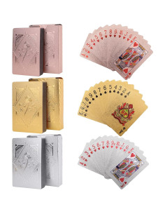 Jucoan 6 Barajas de Cartas de Juego Impermeables - Dorado, Plateado, Rosado 2