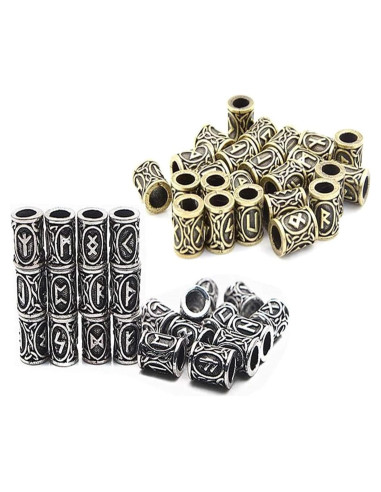 48 Perlas Runa Vikinga Warmshine para Cabello y Barba DIY