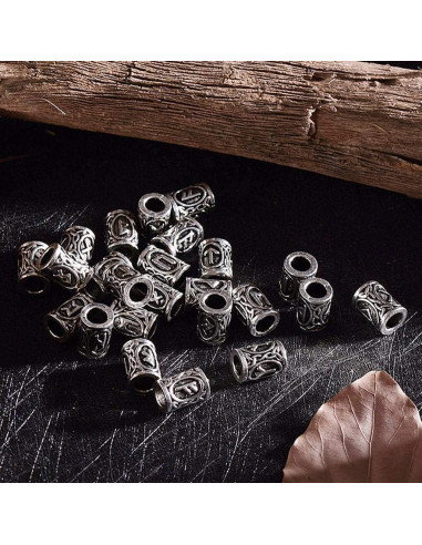 48 Perlas Runa Vikinga Warmshine para Cabello y Barba DIY