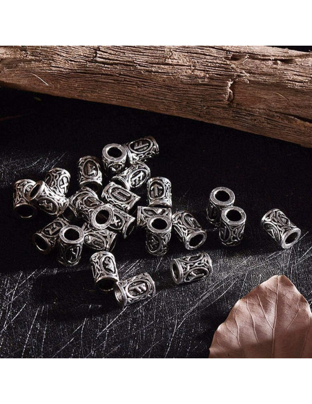 48 Perlas Runa Vikinga Warmshine para Cabello y Barba DIY