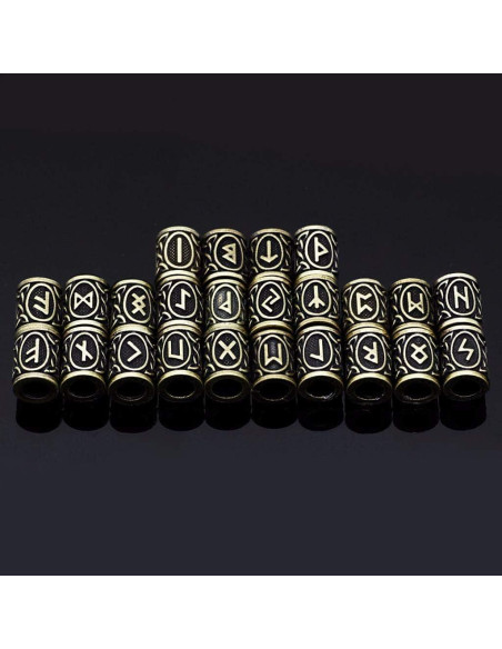 48 Perlas Runa Vikinga Warmshine para Cabello y Barba DIY