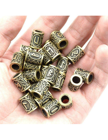 48 Perlas Runa Vikinga Warmshine para Cabello y Barba DIY