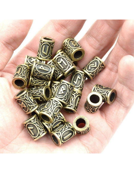 48 Perlas Runa Vikinga Warmshine para Cabello y Barba DIY