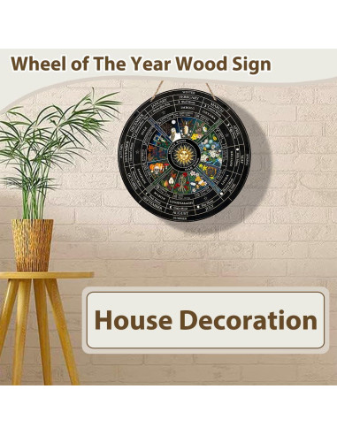 Cartel Rueda del Año de Madera 30.48 cm - Decoración Wicca