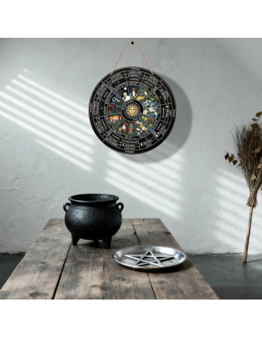 Cartel Rueda del Año de Madera 30.48 cm - Decoración Wicca