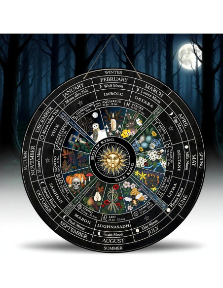 Cartel Rueda del Año de Madera 30.48 cm - Decoración Wicca