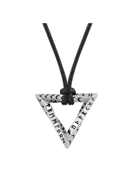 Collar de Runas Vikingas HAQUIL, Talisman Triangular Acero Inoxidable