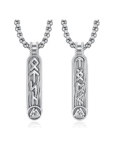Collar Vikingo de Plata 925 con Runas Nórdicas para Hombres