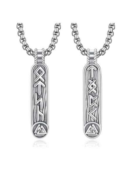 Collar Vikingo de Plata 925 con Runas Nórdicas para Hombres