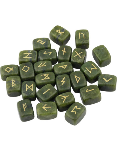 Set de runas de jade verde Rockcloud, 25 piedras grabadas
