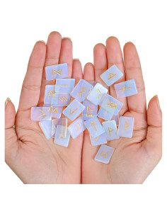 Conjunto de Piedras Rúnicas de Opalita Crocon 25 Piezas